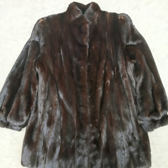 Vintage Lagase Furs Women's Brown Luxury Customized Mink Fur Coat Size L - Picture 3 of 14